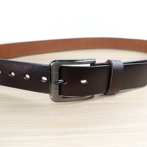 Chocolate Leather Belt Mens 40 Brown Silver Buckle Work Golf Ranger Americana